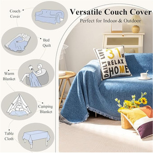 <b>Sofa</b> <b>Cover</b> Chenille Solid Color 145-185CM Full Coverage Modern Minimalist All Season Slipcover - Product Image 2
