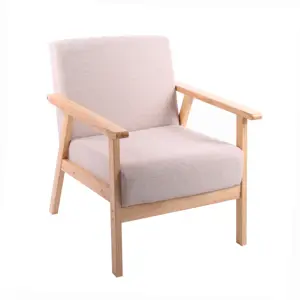 आधुनिक सॉलिड वुड आर्मरेस्ट एक्सेंट चेयर असबाबवाला लाउंज कुर्सियाँ लिविंग रूम फर्नीचर