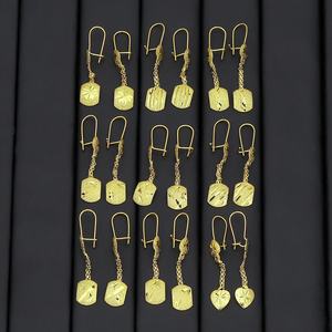 Boucles d'oreilles pendantes JXX en laiton plaqué or 24 carats, motif géométrique vintage, pour la Somalie, design classique de haute qualité - Product Image 1