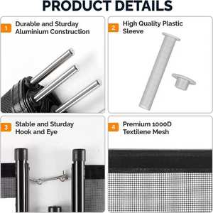 Clôture de sécurité de <span class=keywords><strong>piscine</strong></span> pliable en aluminium et plastique extensible portable, noire, filet amovible, barrière pour enfants, accessoires de nettoyage de <span class=keywords><strong>piscine</strong></span> - Product Image 3