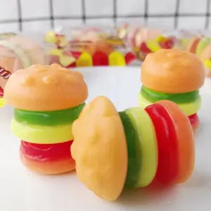 Vendita calda all'ingrosso di Hamburger forma di gelatina masticabile caramelle gommose morbide Candy Hamburg