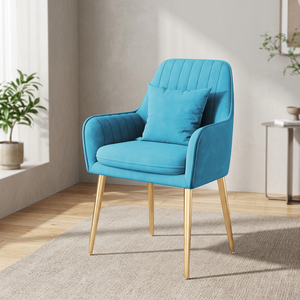 Sillón Mecedora Moderno de Terciopelo con Estructura de Madera y Patas Metálicas, Ideal para Sala de Estar, Apartamento, Comedor, Dormitorio, Hotel, Exteriores y Parques - Product Image 2