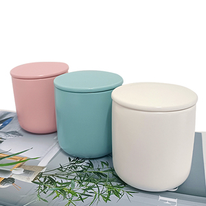 Custom Wholesale Nordic Sublimation Porcelain Ceramic Candle Jar Holder Container Vessels Cup with Lid and Box for Candle Making