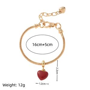 <span class=keywords><strong>Bracelet</strong></span> à breloques fleur de cerisier fleur d'amour fraise rouge émail doré avec chaîne serpent <span class=keywords><strong>Bracelet</strong></span> pomme fruit - Product Image 6