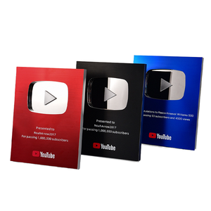 Trofeo Personalizzato a Forma di Pulsante <span class=keywords><strong>Play</strong></span> in Lega di Alluminio Argento e Oro, Ecologico, Stile Sportivo, Bomboniera, Medaglia, Trofei <span class=keywords><strong>YouTube</strong></span> Più Cool - Product Image 1