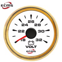 Voltmeter Universal 2 inci 18-32V 24V dengan Lampu Latar untuk Kapal, Mobil, Motor, Kapal Pesiar