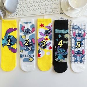 <b>Stitch</b> Crew <b>Socks</b> Women Mid Calf Anime Cartoon Breathable Sweat Absorbing Polyester Youth 18-40 Years Old - Product Image 3