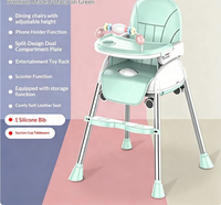 Chaise haute pour bébé en plastique pour enfants, multifonctionnelle, réglable, avec roulettes coulissantes, chaise de repas portable