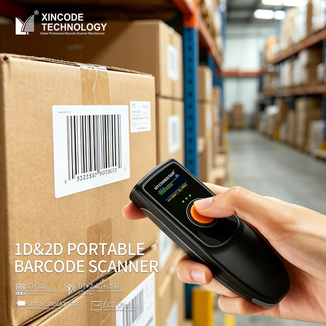 Xincode Image Mini Barcode Scanner 2D Portable Bar Code Reader 1D 2D Wireless Inventory Qrcode Scanner