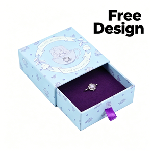 Charming <b>Enchanting</b> Custom Illustrated Jewelry Drawer Fsc Certified Velvet Lining Pendant Necklace Box Packaging Case - Product Image 2