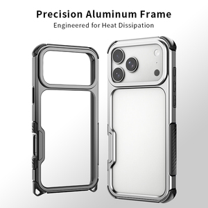 Coque de protection en TPU avec cadre en alliage d'aluminium pour iPhone 17 Pro Max |   Coque de protection antichoc en métal sans panneau arrière, conception ouverte, OEM ODM - Product Image 1