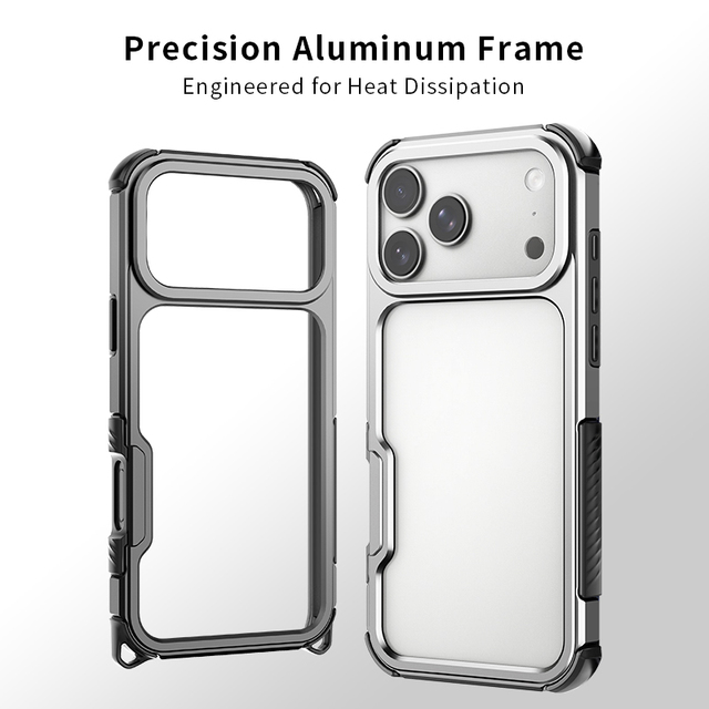 Aluminum Alloy Frame TPU Bumper Case for iPhone 17 Pro Max | No Back Panel Open Design Shockproof Metal Edge Cover OEM ODM