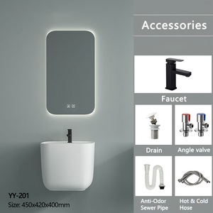 Comparer promotion Chine <span class=keywords><strong>wc</strong></span> maison salle de bain sanitaire salle de bain demi piédestal salle de bain évier blanc céramique mur suspendu bassin - Product Image 3