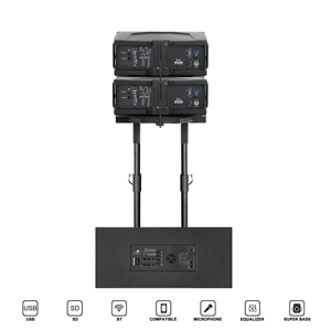 Sistema de PA Portátil Profesional de 3200W, Subwoofer Activo Dual de 12 Pulgadas + Modos de Línea de 8 Pulgadas (Música/En Vivo/Club), TWS, Plástico, Karaoke Profesional - Product Image 4