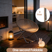 Chaise pliante en corde tressée Ropecube, style nordique, chaise de loisirs pliable pour l'intérieur et l'extérieur, balcon, patio