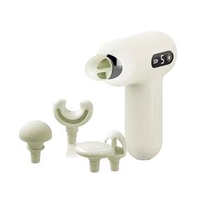 Mini <span class=keywords><strong>pistolet</strong></span> de <span class=keywords><strong>massage</strong></span> portable rechargeable avec 20 niveaux de vitesse, fonction musicale, utilisation corporelle, taille de poche, têtes interchangeables multiples - Product Image 2