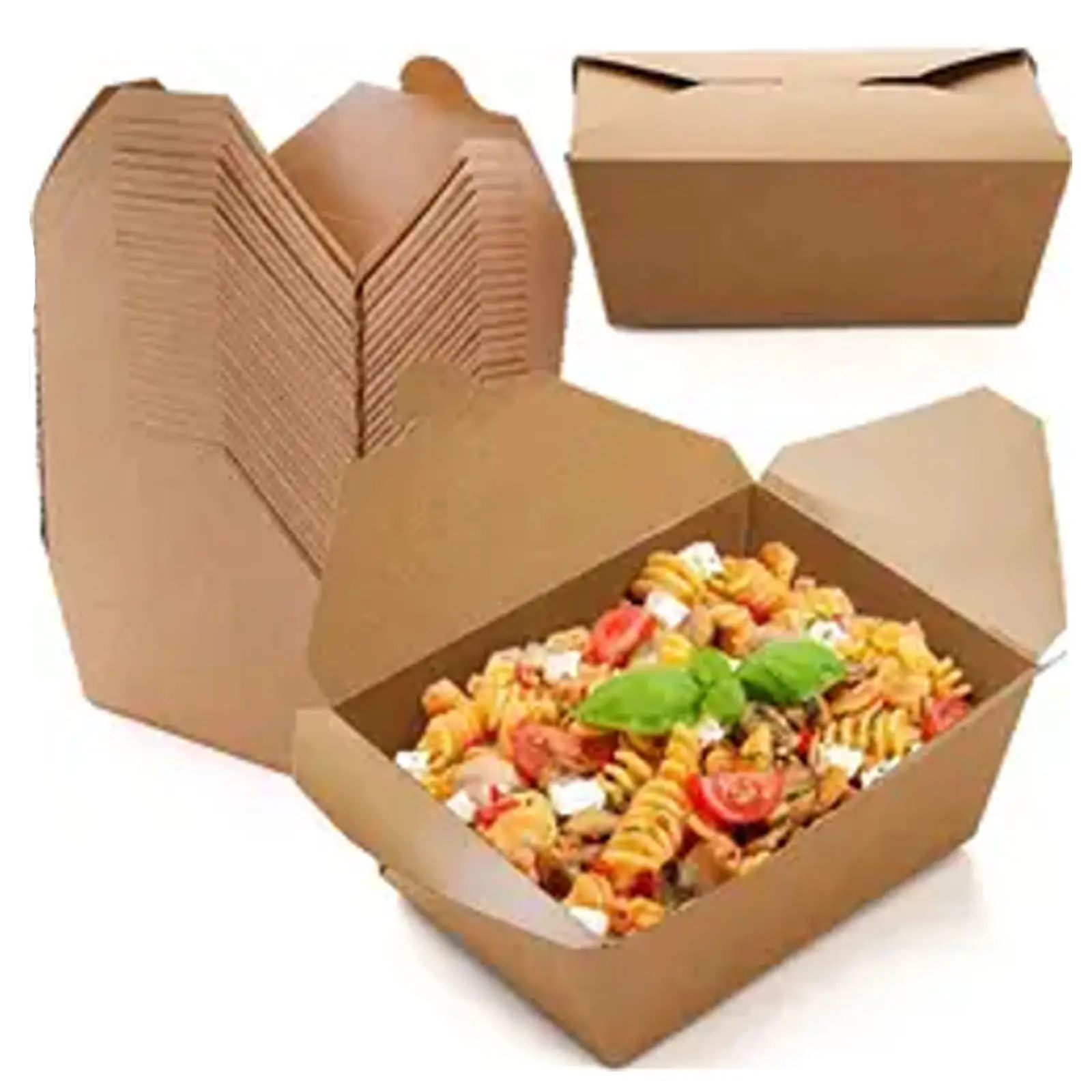 인쇄 된 로고 일회용 종이 식품 트레이 크래프트 종이 용기 양보 종이 치킨 라이스 꽃 상자