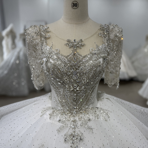 Robe de mariée aux couleurs contrastées, élégante, avec fleurs, perles et dentelle, robe de soirée, modèle Xs169 - Product Image 4