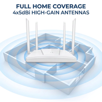 Routeur Wi-Fi Gigabit double bande AC1200 haute performance 1200 Mbps avec 64+ antennes externes 5 dBi à gain élevé pour la maison