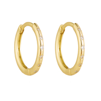 Mlluki Joyería al por Mayor, Plata de Ley 925, Chapado en Oro de 14K, Serie Mini, Pequeños Aros Huggies con Circonitas Cúbicas