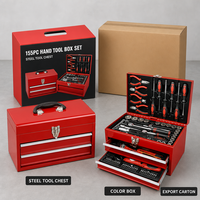 Ensemble d'outils manuels OEM robuste de 155 pièces, tournevis électrique sans fil, pinces forgées en acier à haute teneur en carbone, douilles, mallette à outils pour