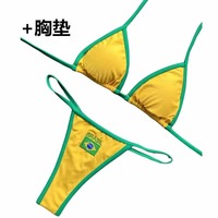 Ensemble de bikini sexy pour femme été 2026 avec coussinet de poitrine, ensemble de sport brodé brésilien, tendance INS sexy