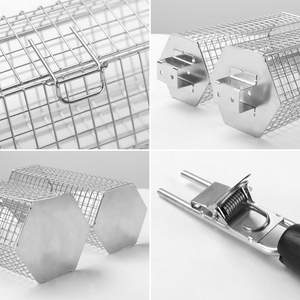 304 Thép Không Gỉ Cán Nướng Giỏ Với Có Thể Tháo Rời Tay Cầm Bằng Gỗ Làm Tổ Nướng Net (2Pcs, Hình Lục Giác) - Product Image 3