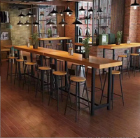 Table longue en bois massif, table haute étroite pour mur, idéale pour la maison, le balcon, les salons de thé, les bars et l'ameublement commercial