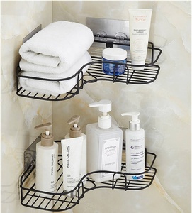 Bathroom Corner Shelf Bathroom Tripod Shelves Adhesive Kitchen Corner Racks Wall Mounted No Drilling Storage