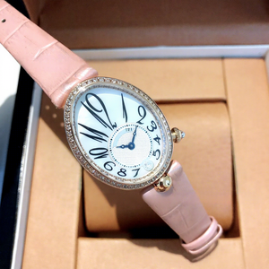 Montre pour femme Naples Queen Baoji, boîtier ovale en acier inoxydable, verre saphir, mouvement à quartz, bracelet en cuir véritable, aiguilles - Product Image 2