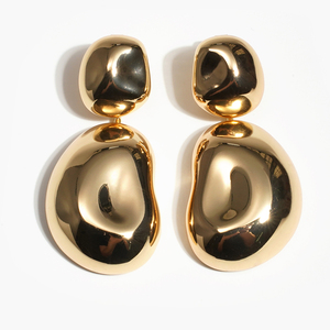 Nieuwe collectie mode sieraden onregelmatige geometrische oorbellen goud/zilver glanzend goud dikke oorbellen - Product Image 1