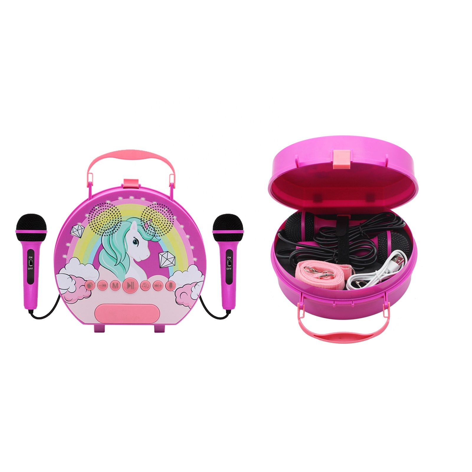 Лидер продаж, детская музыкальная шкатулка, сумка для переноски, динамик с мультипликационным рисунком, детская запись, караоке-динамик с микрофоном, семейная караоке, Ktv-машина