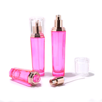 Ensemble de flacons en verre octogonaux dégradés de luxe avec pompe en or rose, flacon pour crème pour le visage, flacon pour lotion, pompe pour lotion, vaporisateur, ensemble de soins de la peau