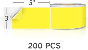Autocollants de sol rectangulaires réutilisables en vinyle de 3*5 pouces, 200 pièces, étiquettes nominatives jaunes fluorescentes, rouleau, codage de parfum en PVC UV - Product Image 3