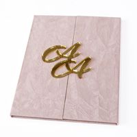 Cartes d'invitation de mariage 2026 en acrylique doré effet miroir, personnalisées, texture velours, luxe, faites à la main, couvertures rigides en papier, art