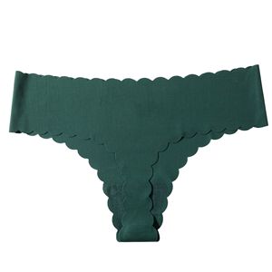 Culottes string côtelées sans couture pour femmes, bord ondulé festonné, couleur unie, taille basse, pour le sport et le yoga, OEM ODM - Product Image 1