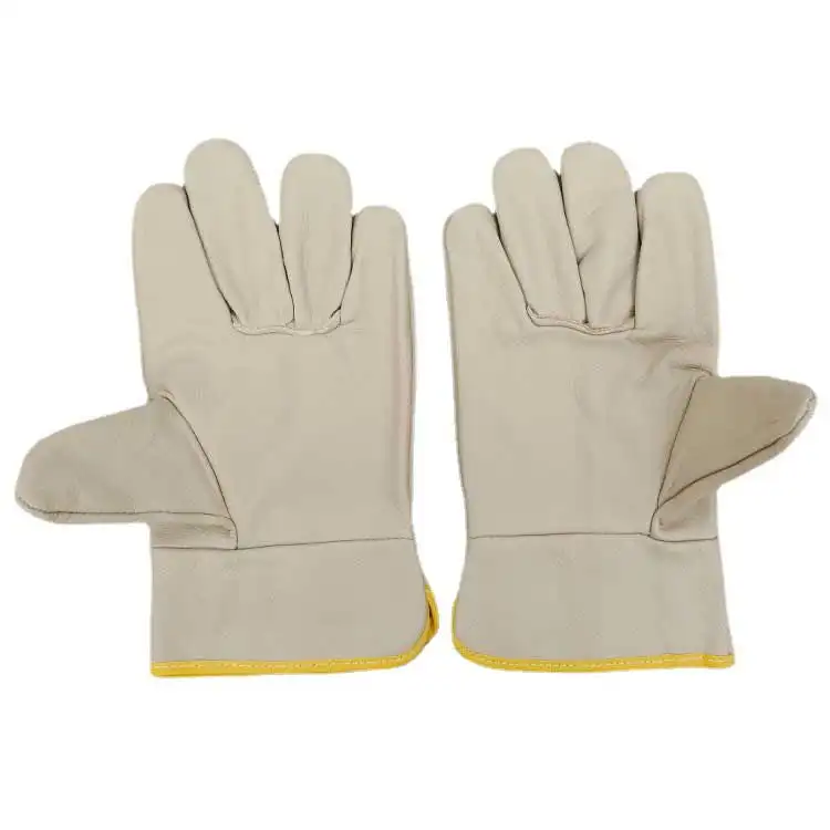 Высококачественные светлые износостойкие сварочные перчатки, теплоизоляционные верхний слой из воловьей кожи, кожаные перчатки водителя