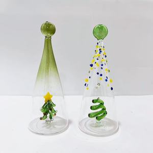 Handmade <strong>Christmas</strong> Tree Shaped Borosilicate Glass Ornament Colorful Dots &amp; Spiral Design <strong>Christmas</strong> <strong>Decoration</strong> - Product Image 1