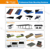 Rail mini en aluminium anodisé pour montage de panneaux solaires sur toit, rail PV léger, résistance au vent 60 m/s, résistance à la neige 1,5 KN/m², pour tuiles et métal