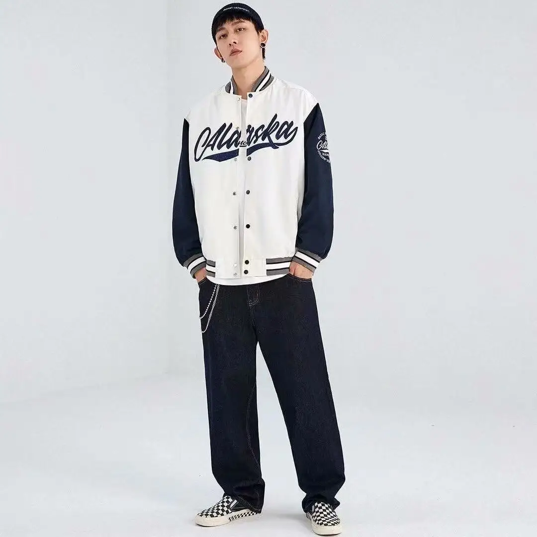 Men's Baseball Uniform Color Blocking Loose Student Casual Jacket