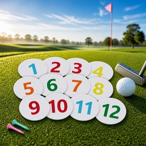 SwingPerfect Golf Set da <span class=keywords><strong>12</strong></span> Dischi Ambidestri in Gomma per Allenamento di Precisione nel Golf, Tappetino Piatto per Putting a Doppia Faccia Verde - Product Image 1