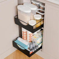 Petite boîte de rangement coulissante en métal pour cuisine, sous-meuble de salle de bain, panier à épices, tiroir de rangement coulissant avec poignée