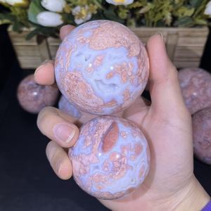 थोक प्राकृतिक क्रिस्टल उपचार पत्थर दवा जिओड क्षेत्र प्राचीन गुलाबी एगेट बॉल - Product Image 4