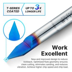 45 độ V rãnh khắc Router <span class=keywords><strong>bit</strong></span> <span class=keywords><strong>CNC</strong></span> sáo đơn 0.005 inch tip 1/4 inch Shank khắc <span class=keywords><strong>bit</strong></span> Mill phay Cutter - Product Image 4