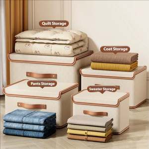 Durable Oxford Fabric Wardrobe Organizer <b>Bin</b> Foldable Clothes Storage Box with Lid - Product Image 2