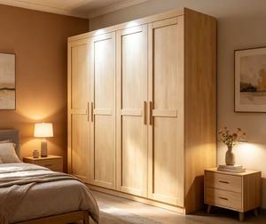 Armario Moderno Escandinavo de Madera Maciza Duradera con Puertas Abatibles, Independiente y Multiusos para Dormitorio - Product Image 1