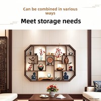 Étagère murale simple et moderne de style chinois en bois massif écologique à un seul niveau, nouveau meuble multi-treasures pour le salon