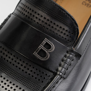 Mocassins en cuir véritable pour hommes, bout rond, à enfiler, respirants, pour le bureau, la carrière, chaussures habillées d'été - Product Image 2