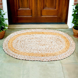 Tapis en jute tressé fait main, tapis en fibres naturelles, vente en gros, personnalisable pour la décoration de la maison, salon - Product Image 1