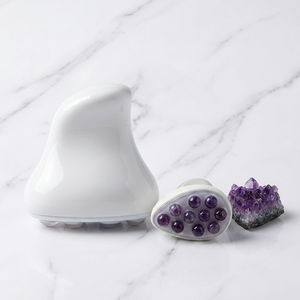 Massaggiatore Viso in Pietra Naturale al 100% Ametista Viola, Rullo in Giada Naturale a Forma di Ferro per Infusione di Essenze e Strumento di Bellezza per la Cura della Pelle - Product Image 1